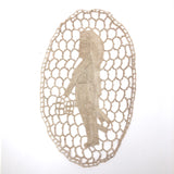 Very Fine, Unusual Antique Needle Lace Medallion of Native American Figure