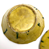 Old Yellow Splatterware Small Scalloped Edge Bowls - Set of 5