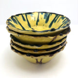 Old Yellow Splatterware Small Scalloped Edge Bowls - Set of 5