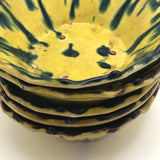 Old Yellow Splatterware Small Scalloped Edge Bowls - Set of 5