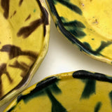 Old Yellow Splatterware Small Scalloped Edge Bowls - Set of 5