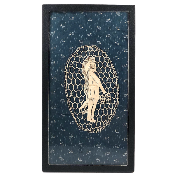 Very Fine, Unusual Antique Needle Lace Medallion of Native American Figure