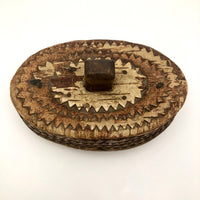 Scandanavian Large Lidded Sami Birch Bark Box with Carved Topple