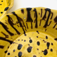 Old Yellow Splatterware Scalloped Edge Bowls / Baking Dishes - A Pair