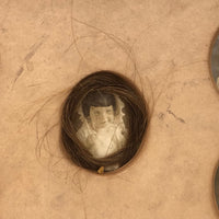 Antique Five Photo Portraits Card with Hair Lock