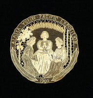 Very Fine, Unusual Antique Needle Lace Medallion of Native American Figure