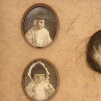 Antique Five Photo Portraits Card with Hair Lock