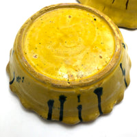 Old Yellow Splatterware Scalloped Edge Bowls / Baking Dishes - A Pair