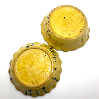 Old Yellow Splatterware Scalloped Edge Bowls / Baking Dishes - A Pair