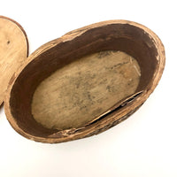 Scandanavian Large Lidded Sami Birch Bark Box with Carved Topple