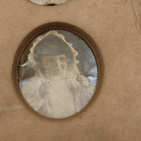 Antique Five Photo Portraits Card with Hair Lock
