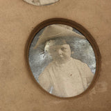 Antique Five Photo Portraits Card with Hair Lock