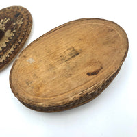 Scandanavian Large Lidded Sami Birch Bark Box with Carved Topple