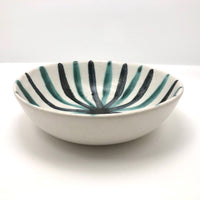 Mid-Century Studio Pottery Bowl with Radial Design, Presumed Frank Mann