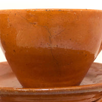 Jugtown Pottery Ware Orange Glazed Set of Four Mugs, One Cup,  Five Saucers
