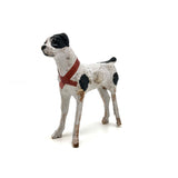 Sweet Old Composition over Wood Hand-painted Terrier with Red Ribbon