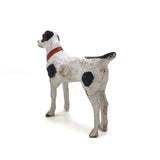 Sweet Old Composition over Wood Hand-painted Terrier with Red Ribbon