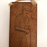 Baseball Player Hand-Carved and Signed Wooden Plaque