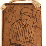 Baseball Player Hand-Carved and Signed Wooden Plaque
