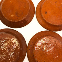 Jugtown Pottery Ware Orange Glazed Set of Four Mugs, One Cup,  Five Saucers