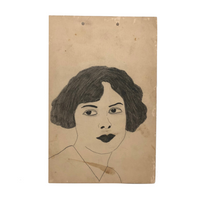 1920s Graphite Portrait Woman with Bob