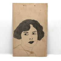1920s Graphite Portrait Woman with Bob