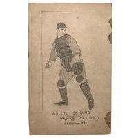 SOLD Wallie Schang Yank's Catcher Season 1921 Graphite Drawing on Board