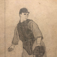SOLD Wallie Schang Yank's Catcher Season 1921 Graphite Drawing on Board