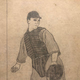 SOLD Wallie Schang Yank's Catcher Season 1921 Graphite Drawing on Board
