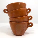 Jugtown Pottery Ware Orange Glazed Set of Four Mugs, One Cup,  Five Saucers