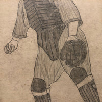 SOLD Wallie Schang Yank's Catcher Season 1921 Graphite Drawing on Board