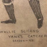 SOLD Wallie Schang Yank's Catcher Season 1921 Graphite Drawing on Board