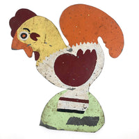 Hand-painted Corrugated Steel Cutout Rooster #1