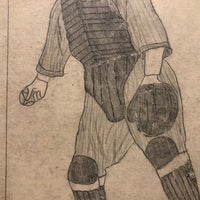 SOLD Wallie Schang Yank's Catcher Season 1921 Graphite Drawing on Board