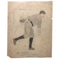 SOLD Bob Shawkee Pitching-For-Yanks-1921 Graphite Drawing