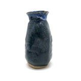 Great Little Hand-formed, Pressed Pattern Blue Pottery Bud Vase