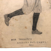 SOLD Bob Shawkee Pitching-For-Yanks-1921 Graphite Drawing