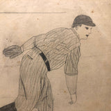 SOLD Bob Shawkee Pitching-For-Yanks-1921 Graphite Drawing