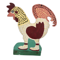 Hand-painted Corrugated Steel Cutout Rooster #2