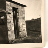 Two Young Men at Cottage Window, Black and White Snapshot