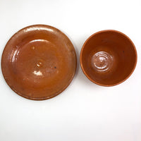 Jugtown Pottery Ware Orange Glazed Set of Four Mugs, One Cup,  Five Saucers