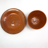 Jugtown Pottery Ware Orange Glazed Set of Four Mugs, One Cup,  Five Saucers