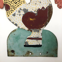 Hand-painted Corrugated Steel Cutout Rooster #3
