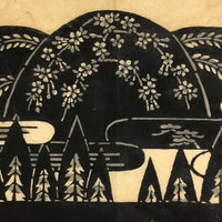 Mid-Century Japanese Woodblock Print with Trees, Bulbs, and Giant Tuber