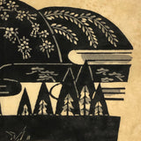 Mid-Century Japanese Woodblock Print with Trees, Bulbs, and Giant Tuber