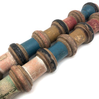 Gorgeous Pair of Victorian Turned Croquet Posts in Original Paint - 22 Inches