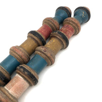 Gorgeous Pair of Victorian Turned Croquet Posts in Original Paint - 22 Inches