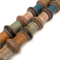 Gorgeous Pair of Victorian Turned Croquet Posts in Original Paint - 22 Inches