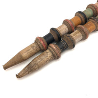 Gorgeous Pair of Victorian Turned Croquet Posts in Original Paint - 22 Inches