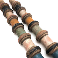 Gorgeous Pair of Victorian Turned Croquet Posts in Original Paint - 22 Inches